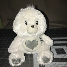 Care Bears 25th Anniversary TENDERHEART Bear White Plush Swarovski Crystal Eyes