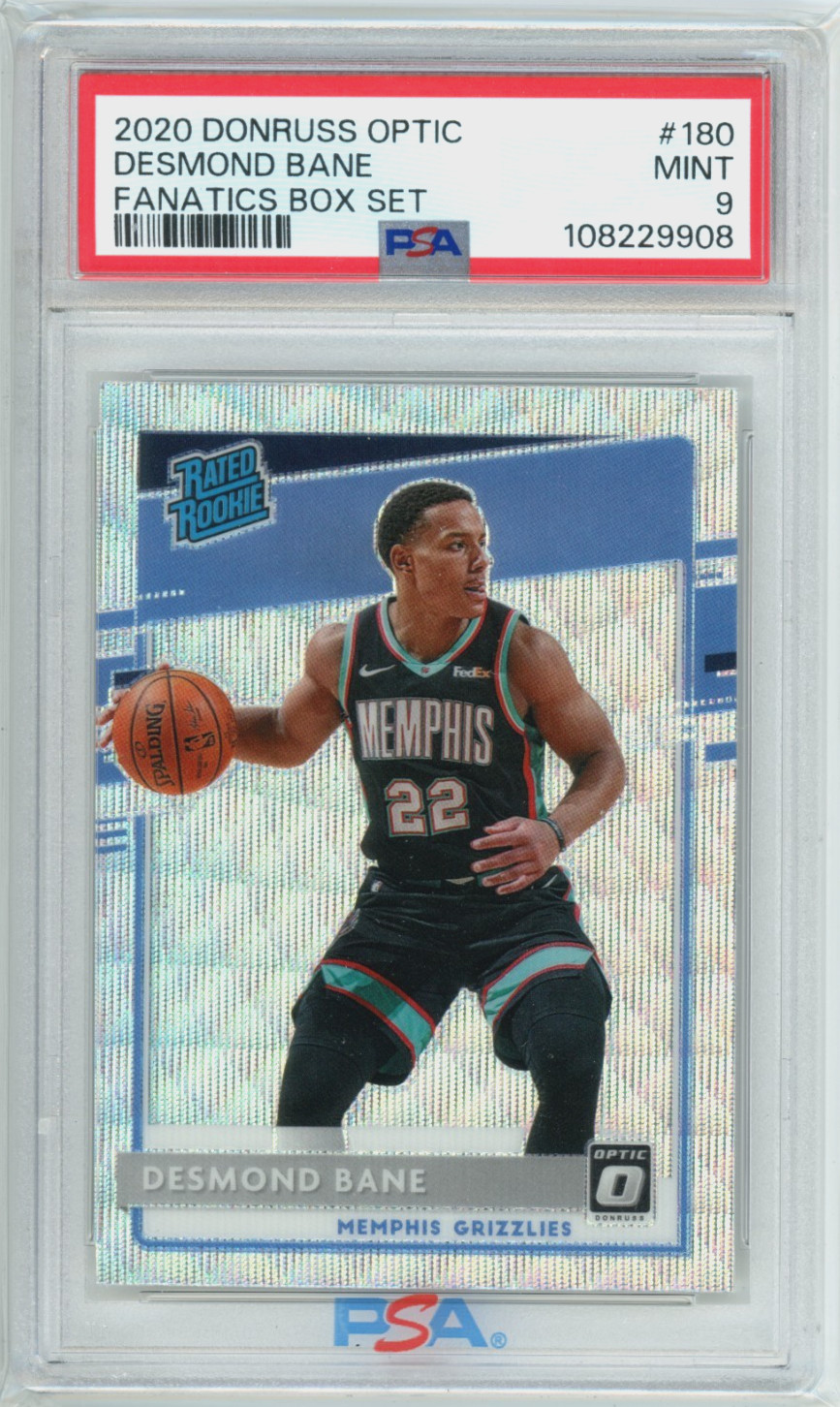 2020-21 Donruss Optic Fanatics Box Set Desmond Bane RC #180 Grizzlies PSA 9