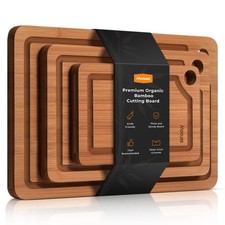 Bamboo Cutting Board for Kitchen, Knife-Friendly Wooden Cutting Boards Set 3-...