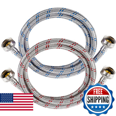 Yejesiy 4ft Stainless Steel Washing Machine Hoses, 2-Pack Burst Proof