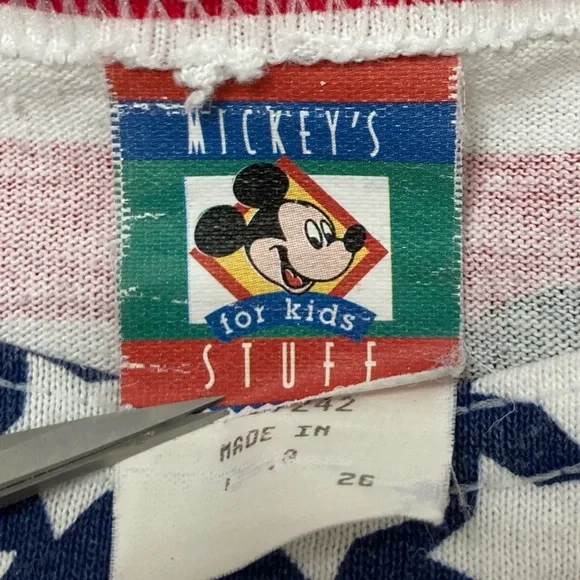 复古 90 年代迪士尼米奇米妮老鼠 7 月 4 日美国 2 件套女孩尺寸 7/8 — 第 2/4 张图片