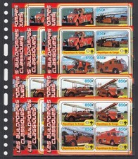 Camions Pompiers Voitures Pompiers 2005 Congo MNH 2 M/s perf Set X 5 Gros Lot