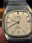 Timex Automatic 1983 E-Line Silver Dial And Bracelet 34mm Vintage