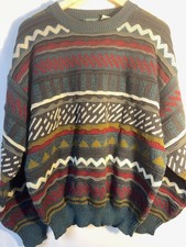 Vintage 90s Stefano XL Geometric Grandpa Sweater Oversized Crewneck Knit