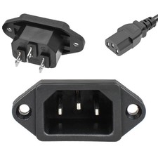 3 Pack Screw Mount 3 Pins Inlet Power Plug Socket IEC320 C14 AC 250V 10A by