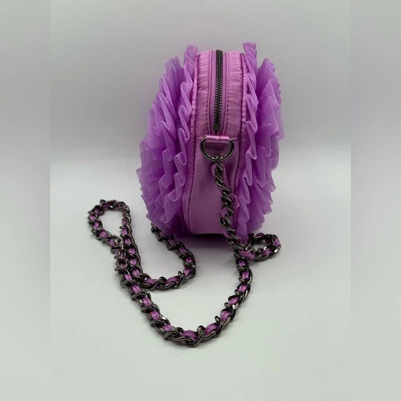 Bolso Bandolera Betsey Johnson Lila Organza Flor Bola Correa Cadena Foto 4 de 4