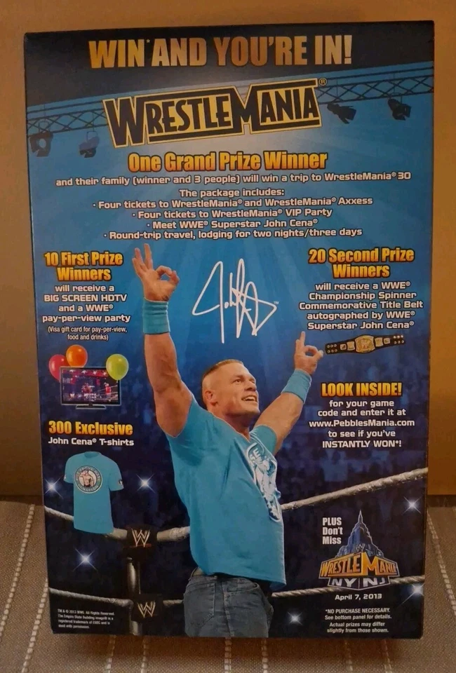 Caja de cereales guijarros de cacao con John Cena 2013 ¡Nueva sin abrir! Foto 2 de 4