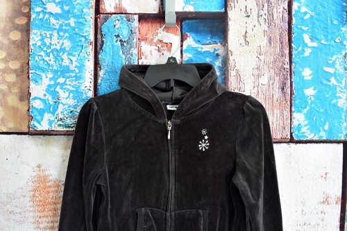 Kids Girls Athletic Works Velour Full Zip Hoodie L (10/12) Black Soot PRE-OWNED - Picture 2 of 10