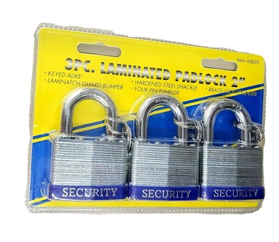 3pc laminated padlock 2'' Security