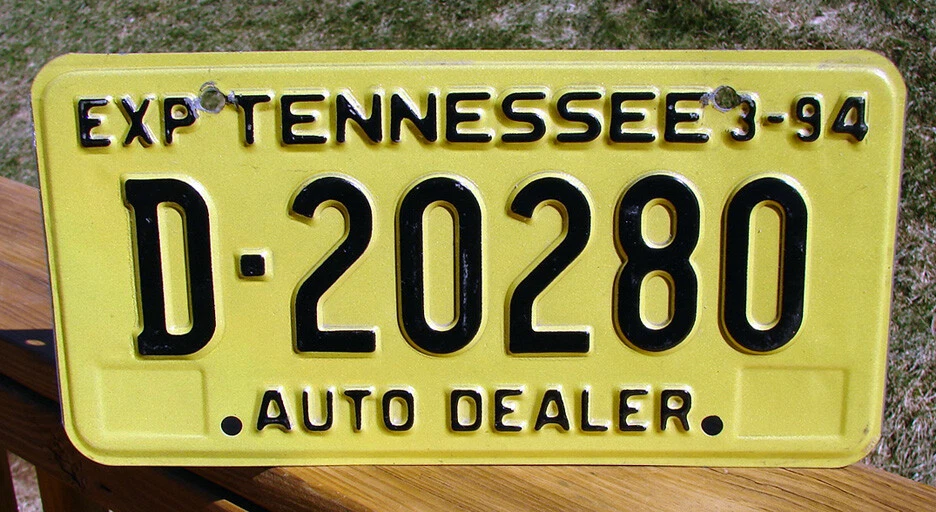 1994 Tennessee AUTO DEALER License Plate Tag D20280 eBay