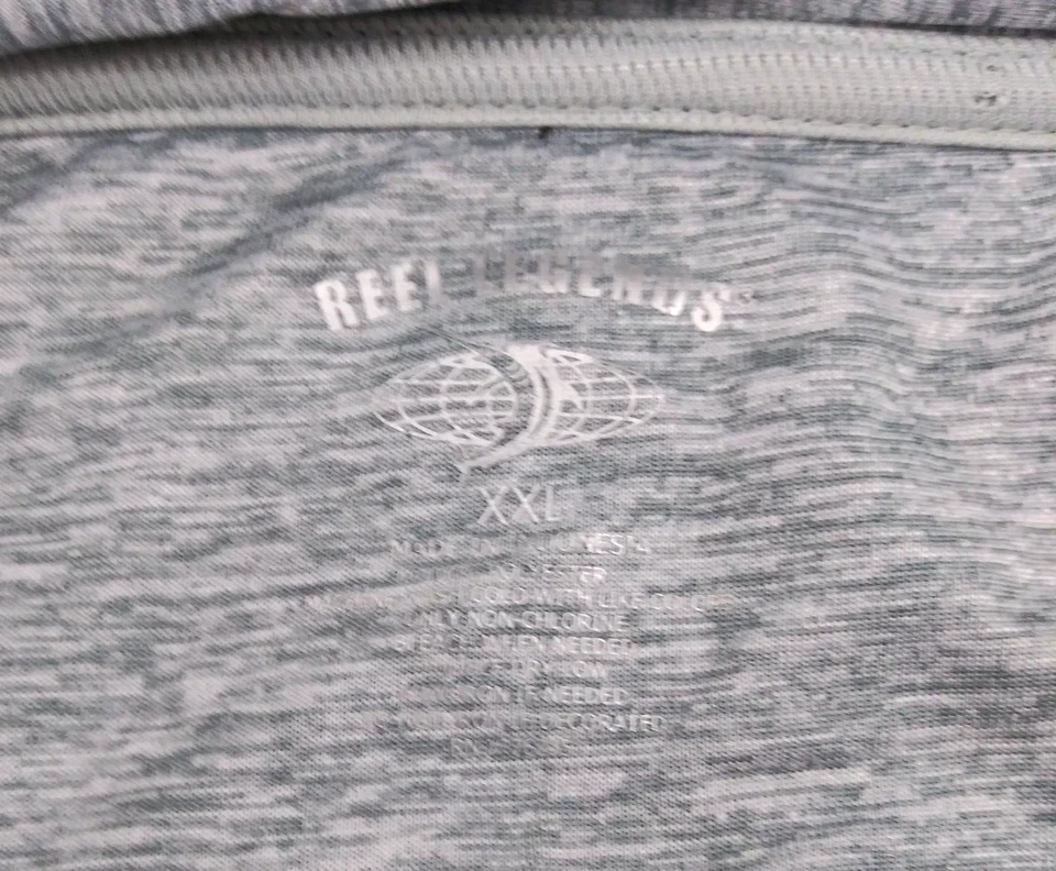 Camisa Polo Reel Legends Para Hombre XXL Gris Manga Corta Cuello Transpirable Foto 4 de 4