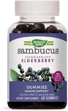 Nature's Way Sambucus Black Elderberry Gummies Vitamin C and Zinc (60 Gummies)