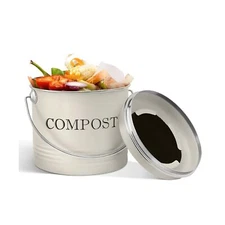 Plexon Countertop Compost Bin Kitchen, Kitchen Compost Bin 1.3 Gallon, Metal ...