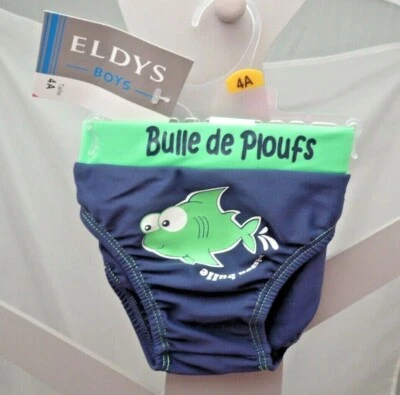Eldys slip de bain bleu motif poisson vert poisson bulles garçon 4 ans - Photo 1/2