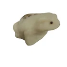 Vtg Fenton Burmese Satin Custard Glass Frog Hand Painted Lisa W 2”T 2 1/2”W