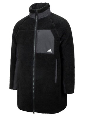 Adidas Men Reversible Sherpa Jacket Black Athletic Casual Top Jackets H20790