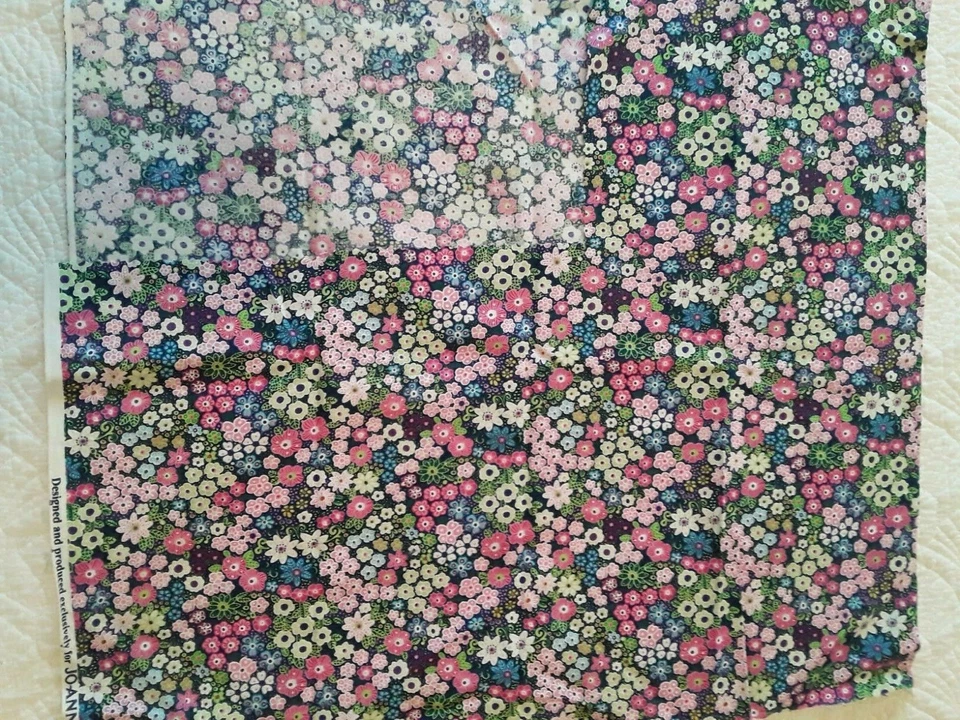 Stack Floral Cotton Fabric Remnants Scraps Tulips Pansies Flowers Quilting Craft - Image 3 of 4