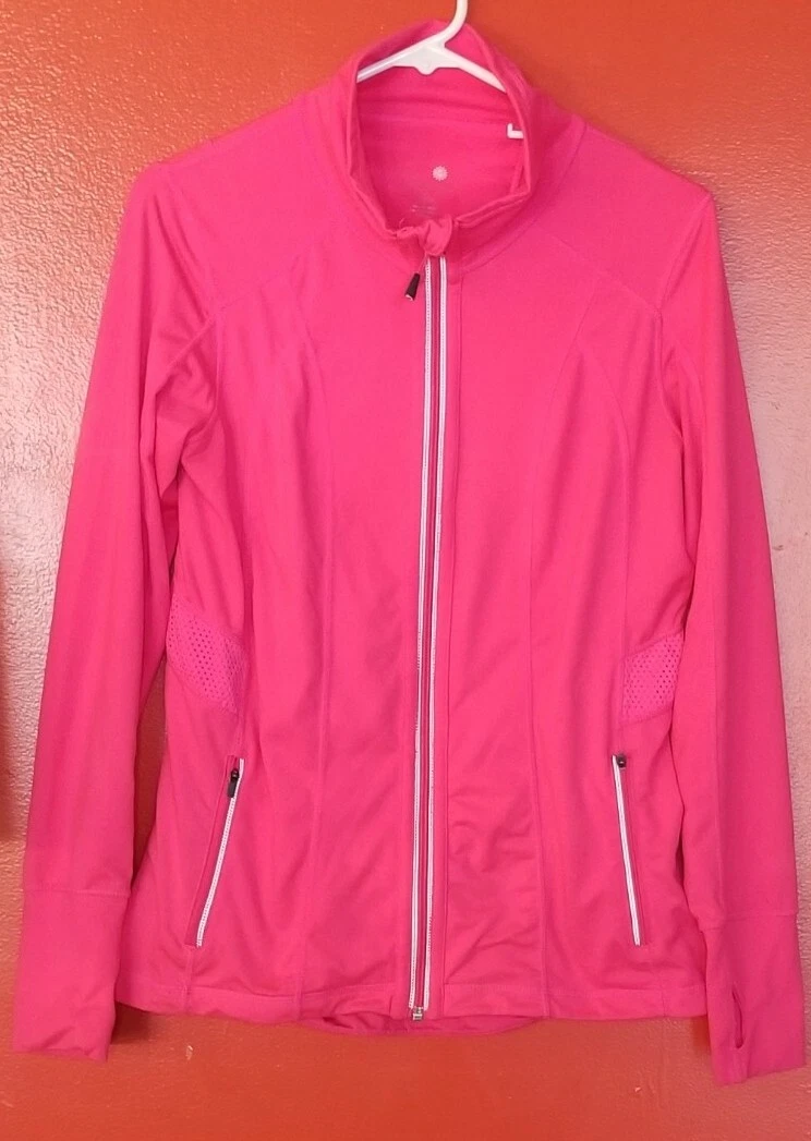 Tangerine Track Jacket Hot Pink Full Zip Up Stretch 4 Pockets 2