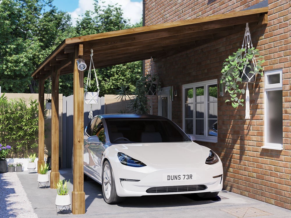 Lean To Wooden Gazebo Canopy Kit Patio Garden Shelter Car Port