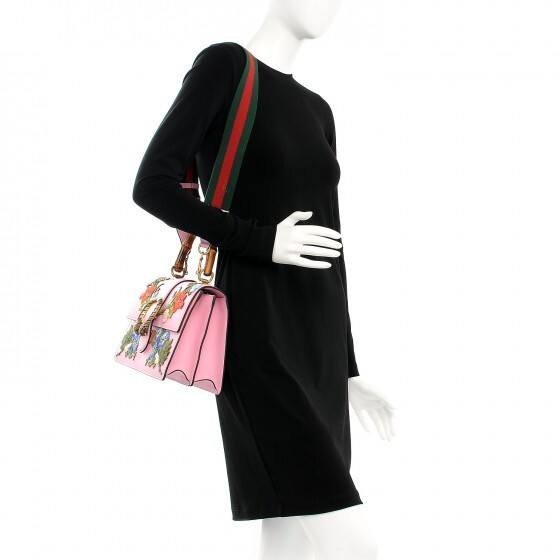 Gucci Rare Calfskin Embroidered Medium Dionysus Top Handle Bag