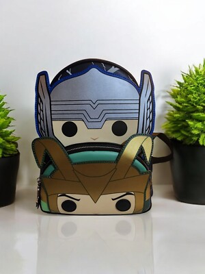 Loungefly Marvel Thor and Loki Funko Pop Glow In The Dark Mini Backpack New