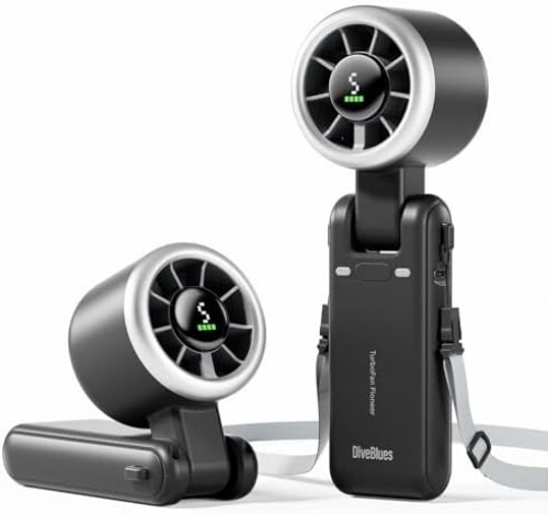 Portable Handheld Turbo Fan, 5 Gear Wind, Battery Operated, Up to 12 Working