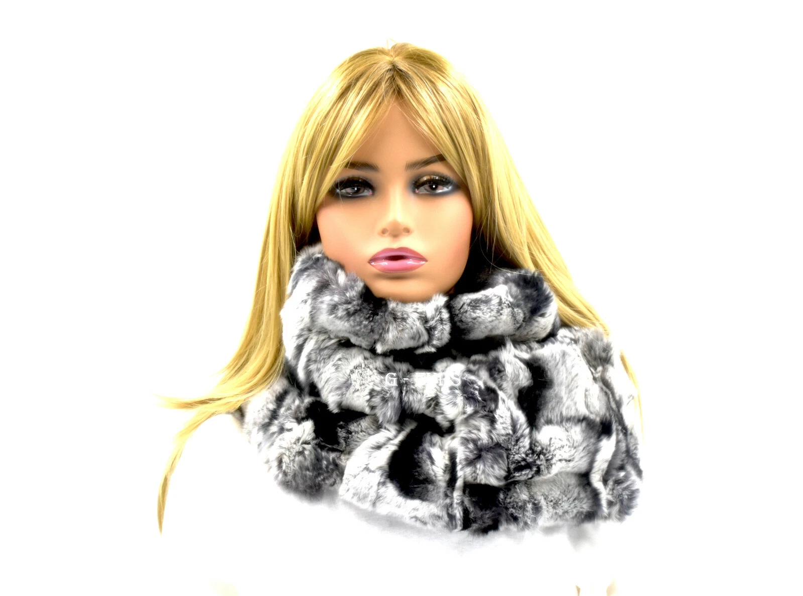 Luxury Rex Rabbit Fur Neck Loop Collar in Chinchilla Rex - Super Soft