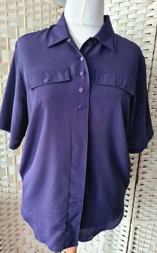 90s Vintage Size 18 JANIQUE violet Dark Purple Ladies Blouse Shirt RR106 - Picture 11 of 11