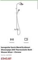 Hansgrohe Vernis Blend Ecosmart  Shower pipe Thermostatic Bath Mixer Full Set 