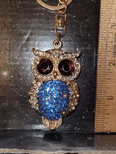 OWL Keychain PENDANT Handbag CAR Rhinestones Missing On Some Used.