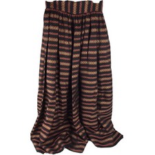 Vtg Maxi Skirt Brocade Tapestry High Waist Small Black Orange Striped Festival