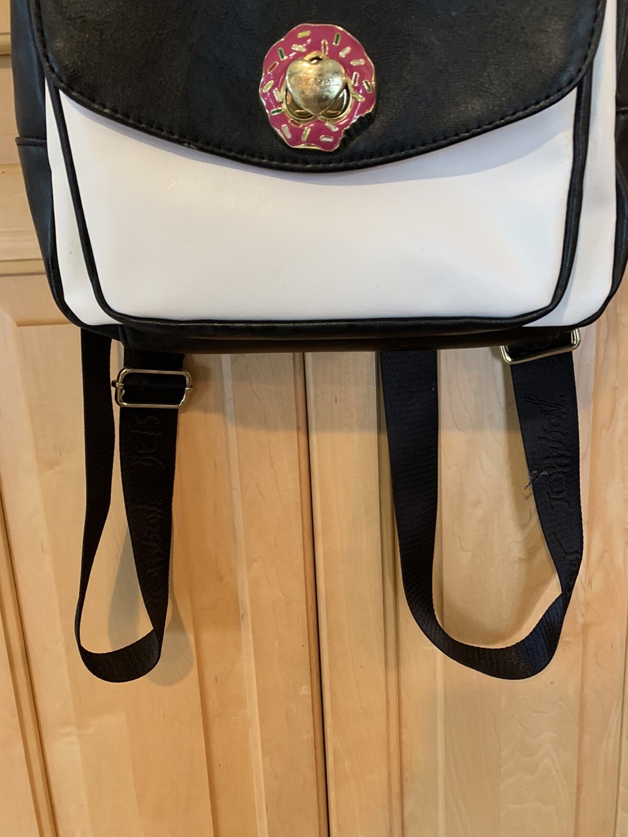 betsey johnson black/white Faux Leather donut mini backpack  display picture 1
