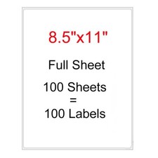100 Full Sheet Shipping Labels 8.5x11 Self Adhesive Blank Laser InkJet Label US