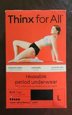 THINX Size L 32-34" Waist Super Absorbency Black Reusable Period Underwear