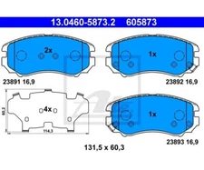 Brake pad set, disc brake ATE 13.0460-5873.2 for Kia