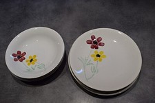 4 assiettes creuses et 4 plates Digoin Sarreguemines modèle Doulon peint main