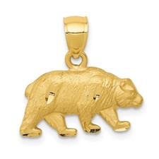 10K Yellow Gold Diamond-cut Bear Pendant for Women 1.17gm L-17mm W-19mm