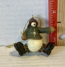 Carved Style Rustic Snowman Christmas Ornament