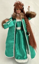 Unique Vintage Barbie Doll Red Hair Bendable Custom Outfit Trimmed in Real Mink.