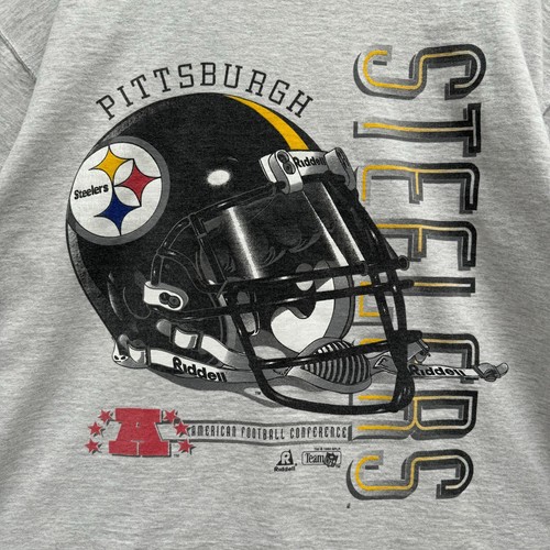 VTG 90s Pittsburgh Steelers 1994 NFL Riddell XL Graphic Shirt Football Helmet - Picture 2 of 12