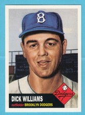 1953 Topps Baseball Reprint # 125 Dick Williams -- Brooklyn Dodgers -- Box 733