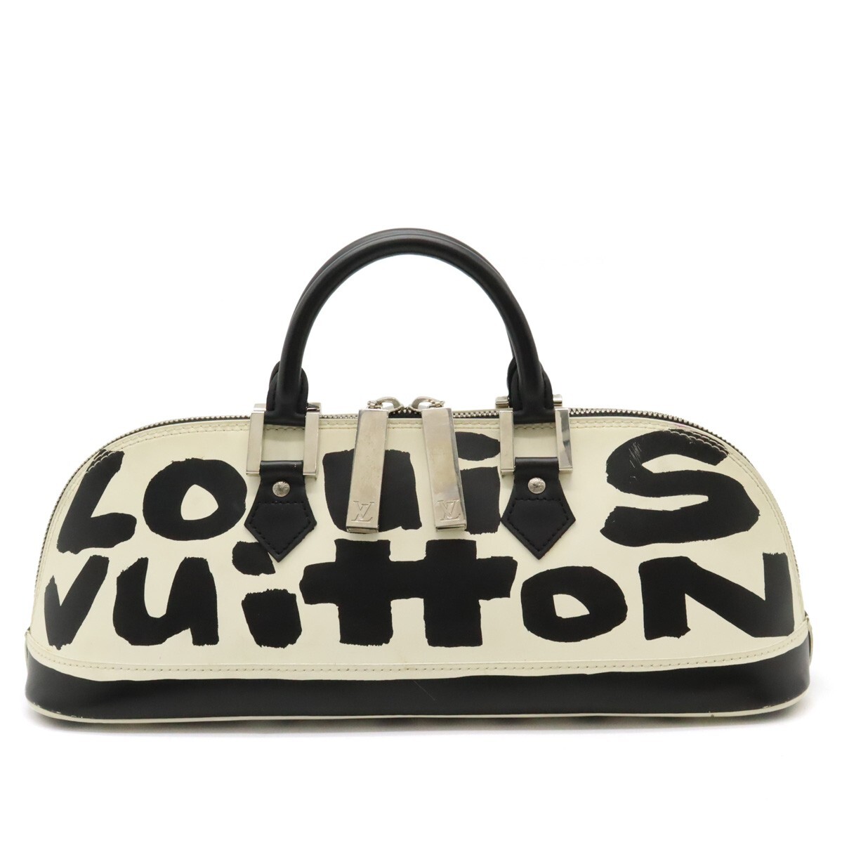 LOUIS VUITTON Graffiti Alma Horizontal Handbag Leather White Black