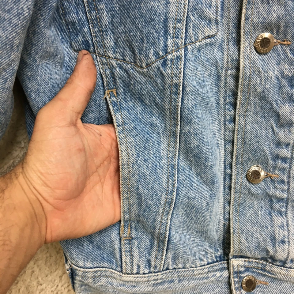 Chaqueta DE COLECCIÓN Z Cavaricci Pequeña Adulto Azul Denim Abotonada Jean Manga Larga Hombres Foto 4 de 4