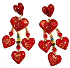LUNCH AT THE RITZ VALENTINE HEART EARRINGS - VINTAGE - RARE!!