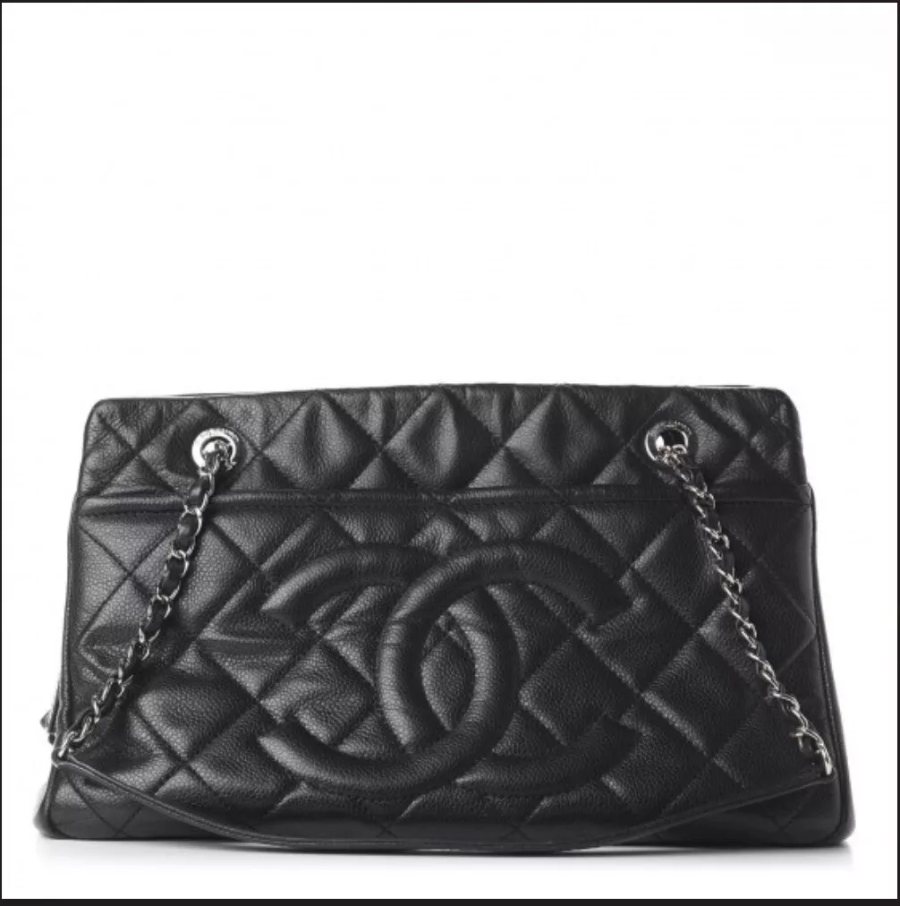 CHANEL Caviar Quilted Timeless CC Soft Tote Black