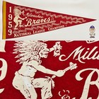 1959 Vintage Atlanta Milwaukee Braves Baseball Mlb 11.5x29 Pennant Banner Hank — photo 1