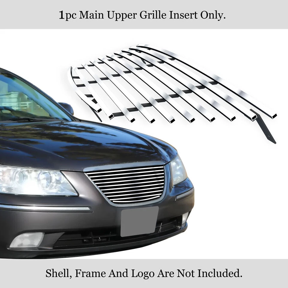 Se adapta a Hyundai Sonata 2009-2010 superior principal acero inoxidable plata billet rejilla inserto Foto 2 de 4