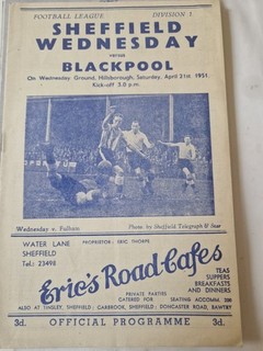 1950/51 Sheffield Wednesday v Blackpool Division One Programme