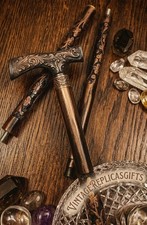 Hand Carved Wooden Cane with Brass Handle 36 Foldable Walking Stick