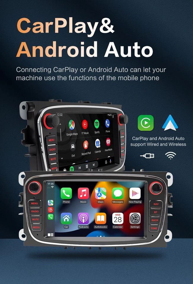 Android 13 Carplay 2+64G Für Ford Focus MK2 2008-11 Autoradio Bluetooth GPS NAVI - Bild 3 von 4